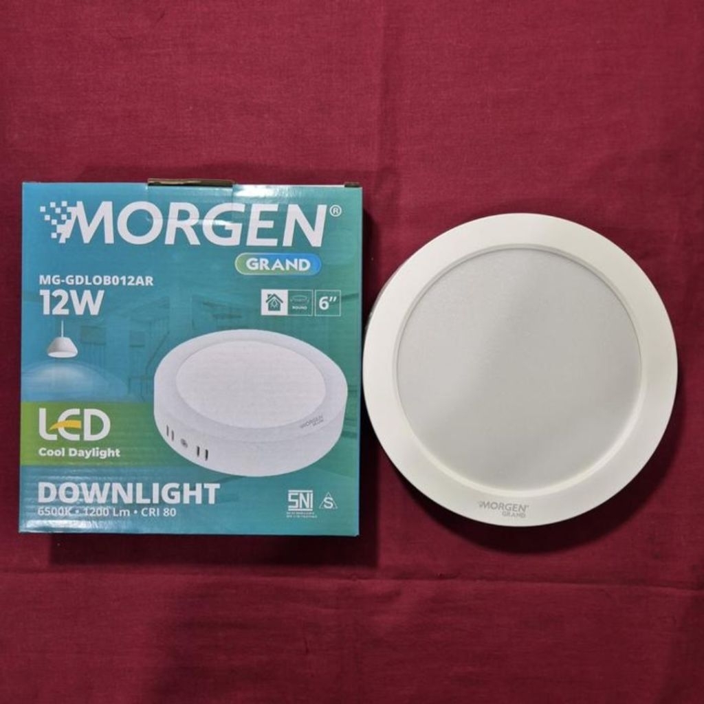 Downlight led morgen panel 12 watt OB bulat tempe 6500kl