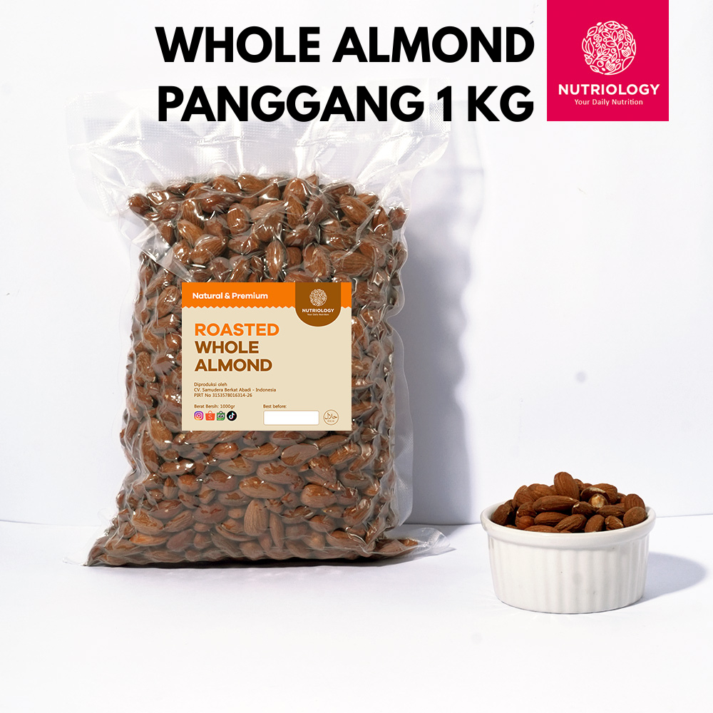

Almond panggang Utuh 1 kg whole nuts roasted kacang Natural Premium Alami Healthy Superfood snack crunchy