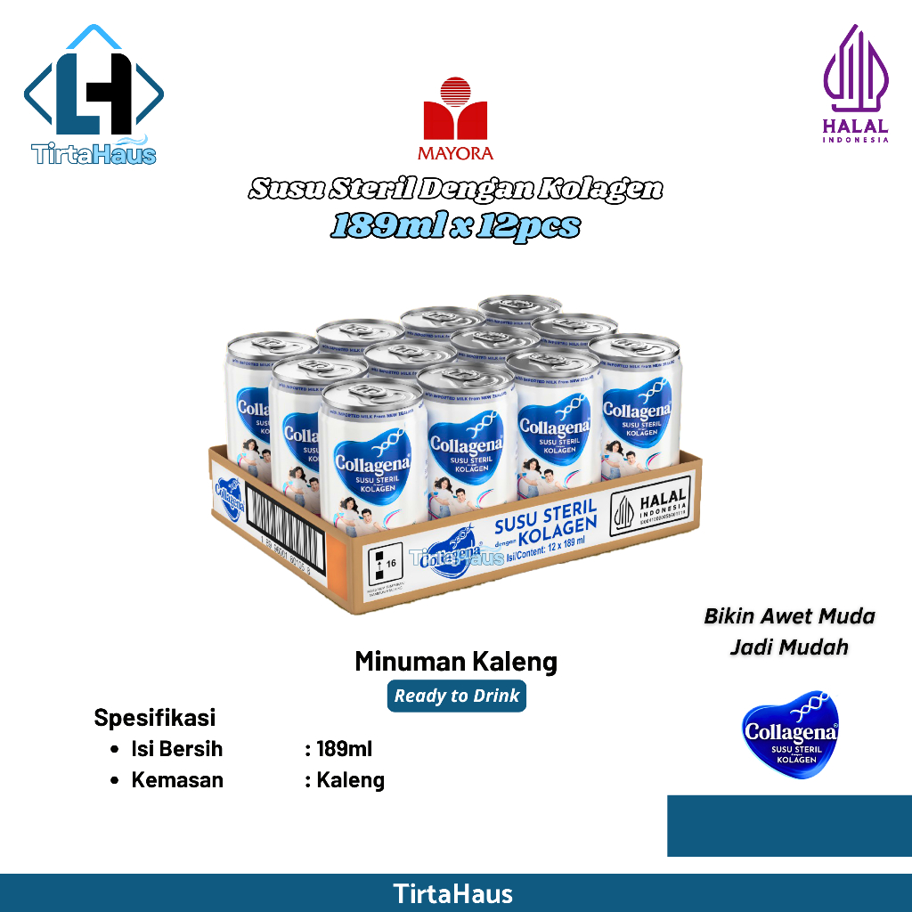 

Collagena Susu Steril Dengan Kolagen Kemasan 189ml x 12 Kaleng