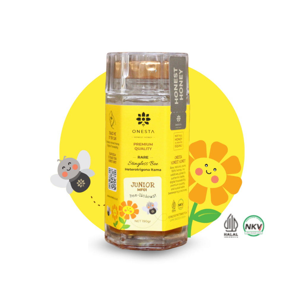 

JUNIOR MF01 | Onesta Honest Honey Madu asli raw 100% tanpa campuran Jar 190gr | Tumbuh Kembang Anak