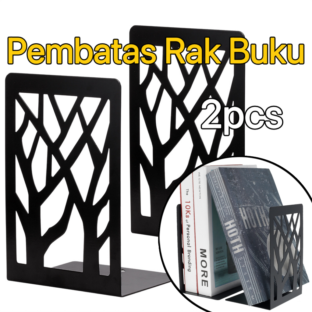 

2pcs Pembatas Buku Besi / Book Stand / Book Holder / Penyangga Buku / Metal Bookends / Standar Buku