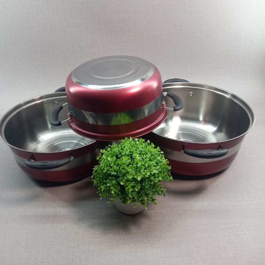 Panci satu Set Berwarna dengan tutup kaca panci SOP kuah serba guna murah stainless steel