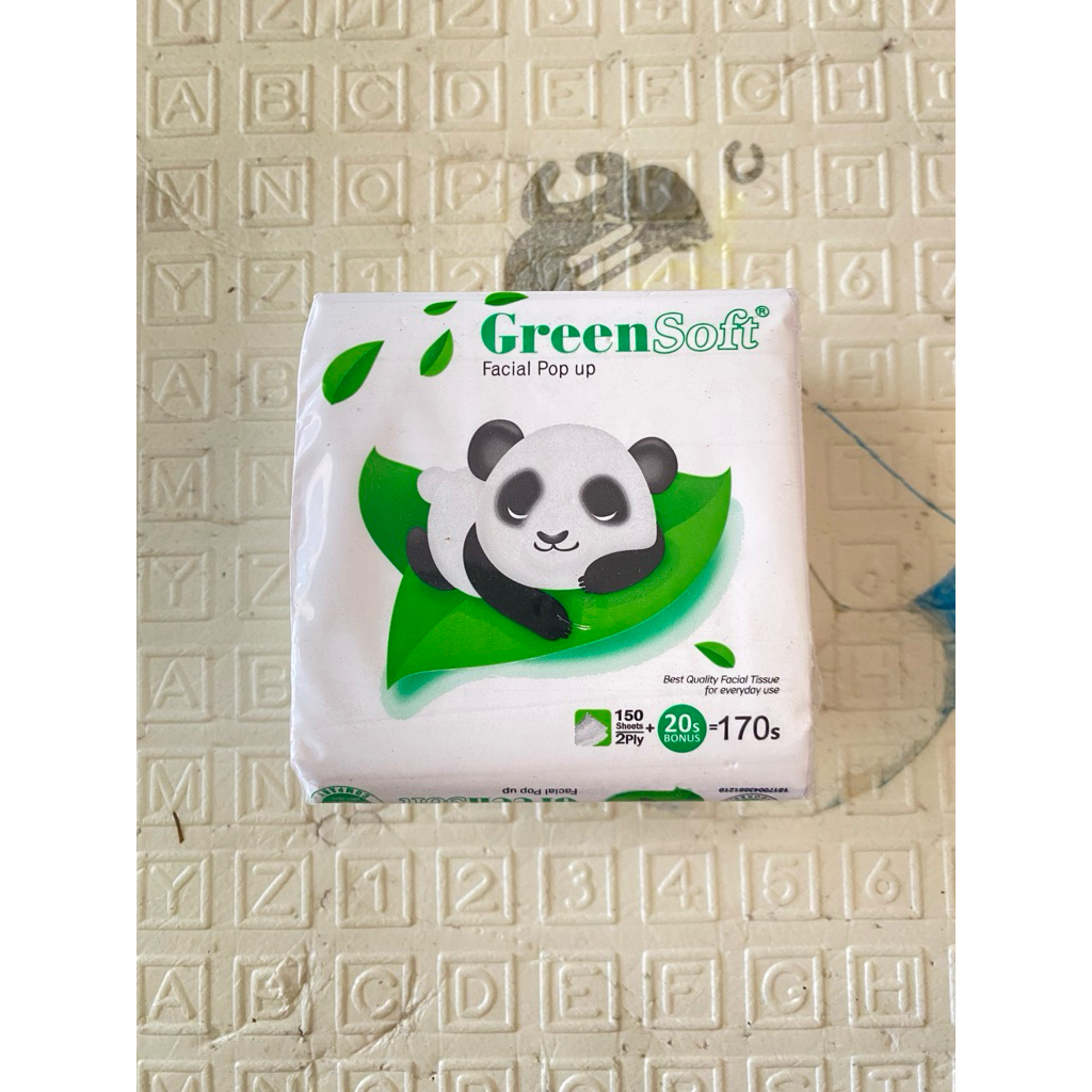 Tissue GreenSoft Facial Pop up 170 Sheet 2 Ply / Tisu Panda Kotak Kecil