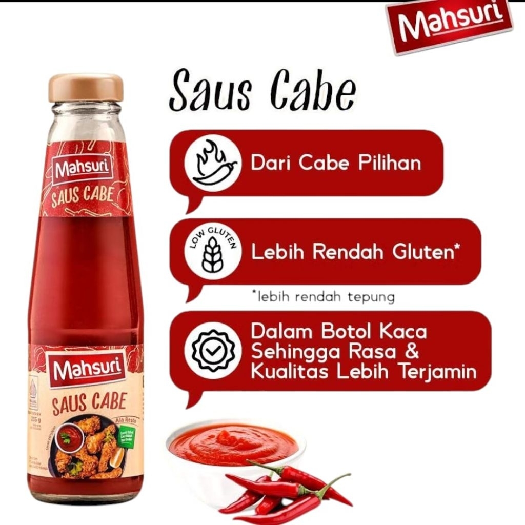 

Mahsuri Saus Cabe 235gr – Pedas Gurih Halal | Harga Grosir