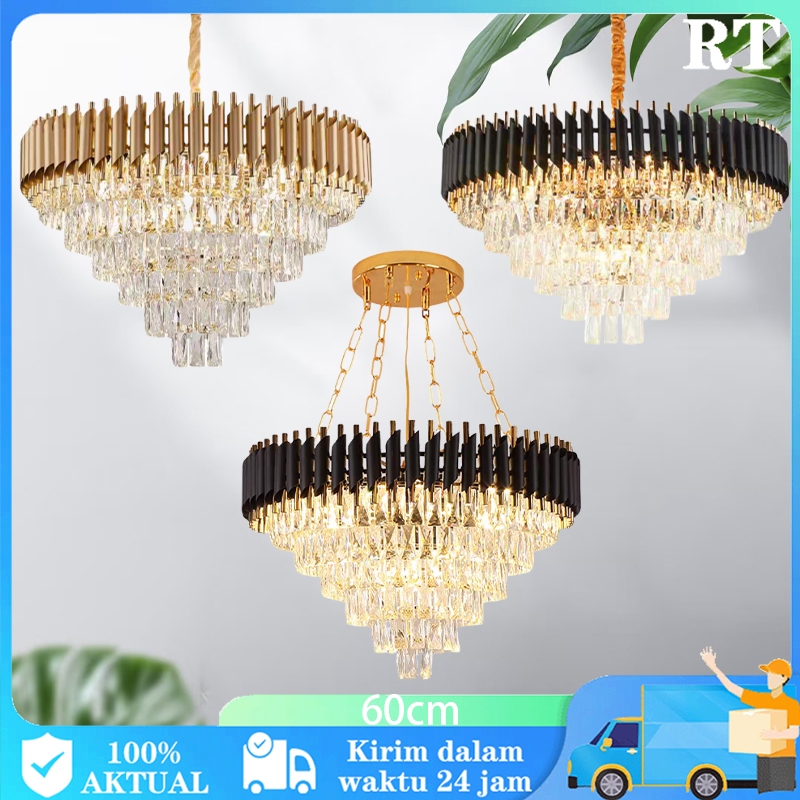 Lampu Kristal Mewah Ruang Tamu Lampu Hias Gantung 3 Warna Lampu Kamar Tidur Lampu Kristal Ruang Tamu