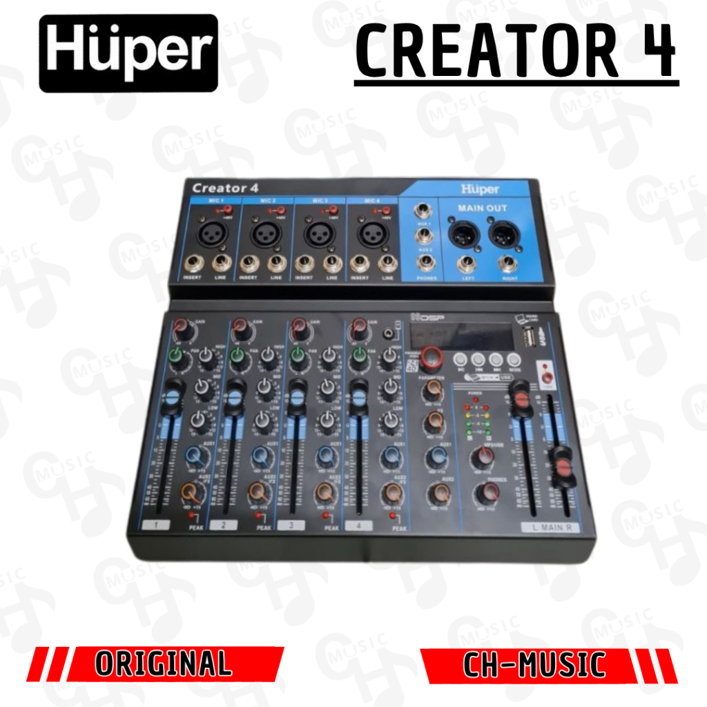 Huper CREATOR 4 4-Channel Mixer Audio Original with Efek & Hardcase