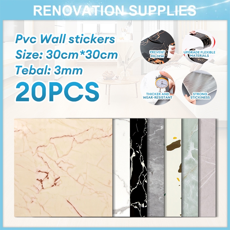20pcs wallpaper dinning vinyl marmer 30x30 cm/lantai vinyl keramik granit/lemari marmer stiker