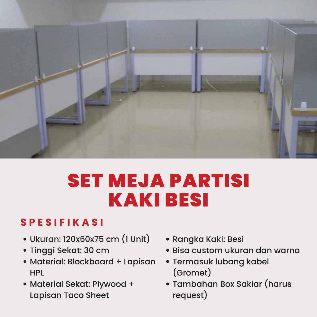 SET MEJA PARTISI / MEJA SEKAT / MEJA KERJA / MEJA KANTOR CUSTOM