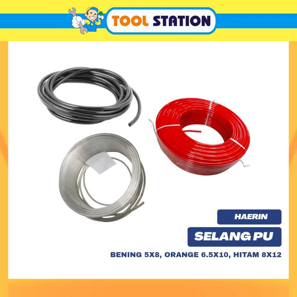 HAERIN SELANG PU BENING 5X8, ORANGE 6.5X10 , HITAM 8X12 (5 METER)