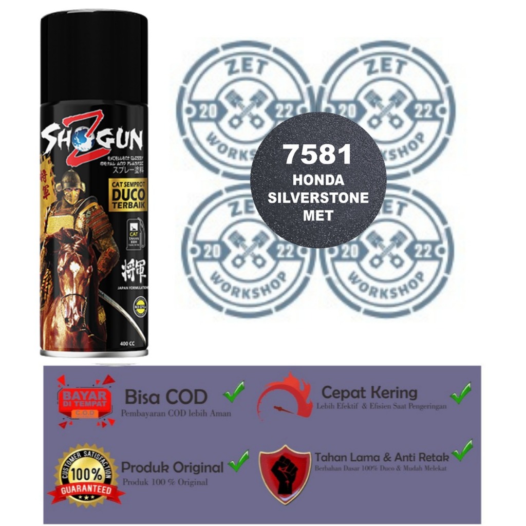 Cat Semprot Pilok Pilox Pylox Shogun Z Silver Stone Metallic 7581 - Abu Metalik - Cat Semprot Duco T