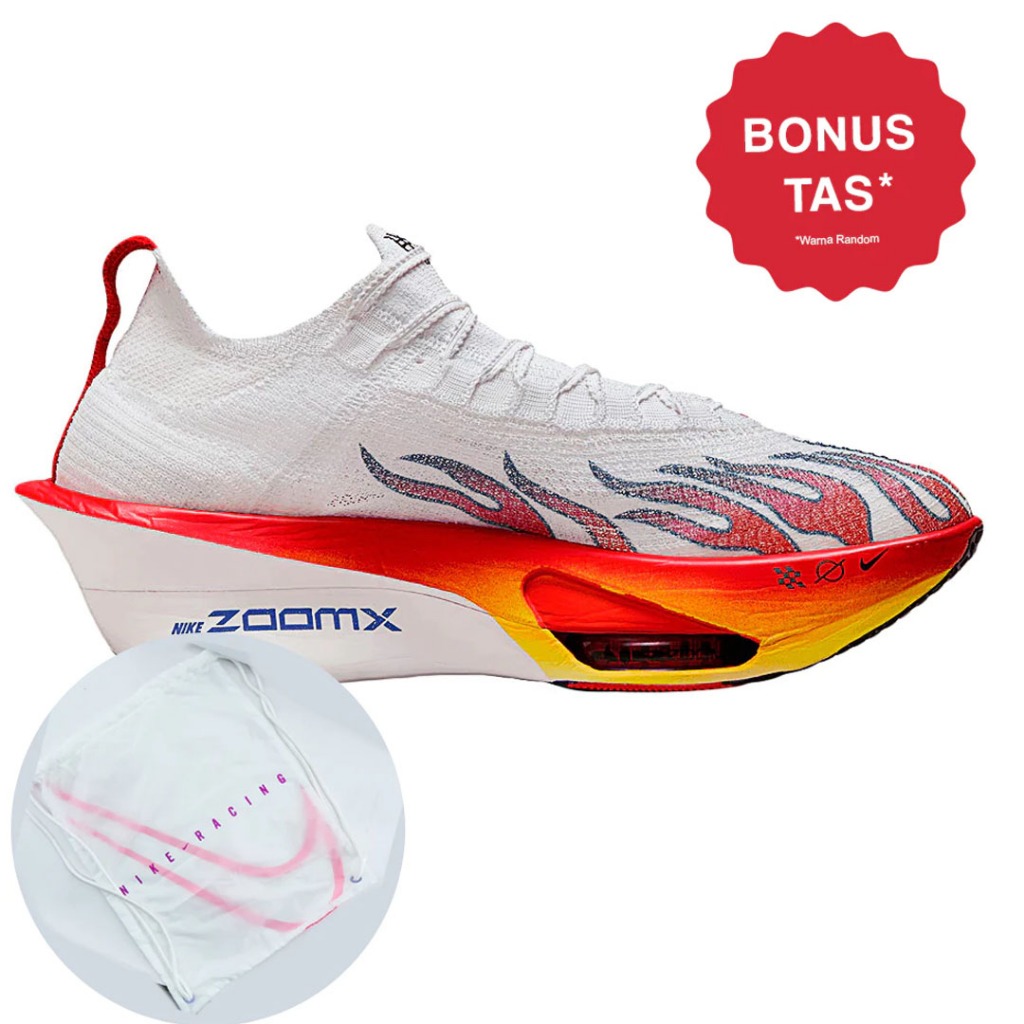 NIKE Air Zoom Alphafly Next% 3 Prm White Habanero Red Black - Sepatu Olahraga Lari Running