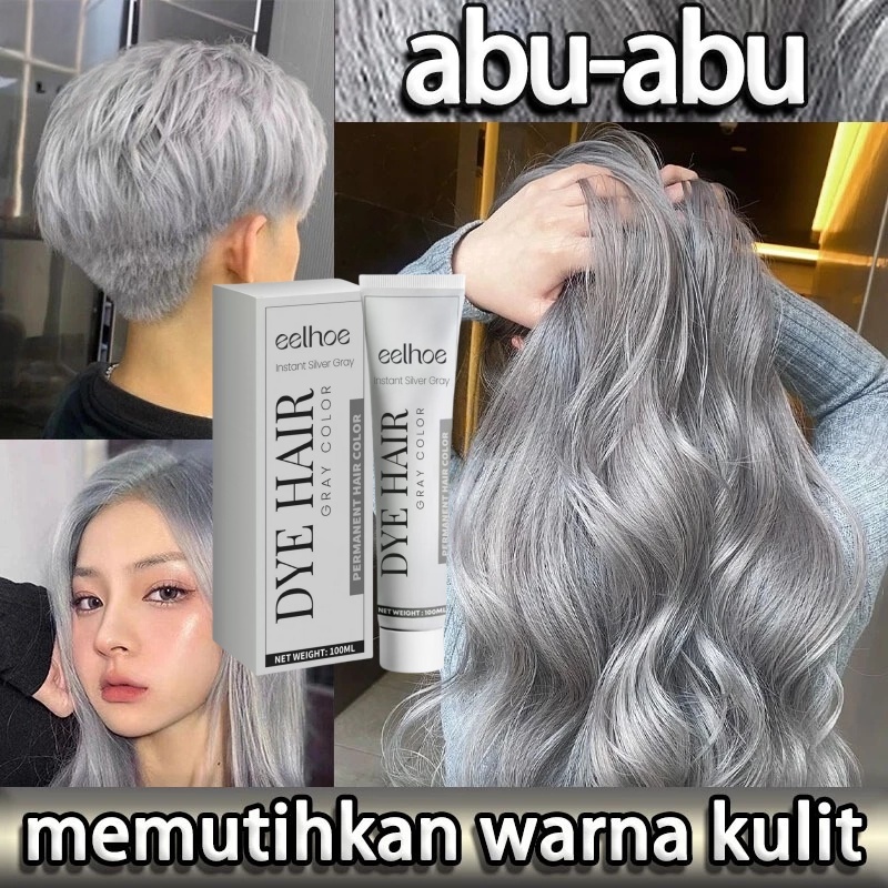 COD Permanen Pewarna Rambut Ash Grey Hair Color 100ml Herbal Cat Rambut Ash Brown Trendi Abu Abu Sil