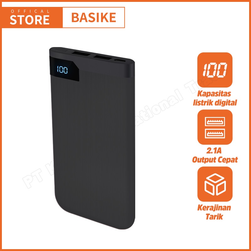 BASIKE Powerbank Mini Portabl Ultra-tipis Fast Charging LCD Dual USB Makaron Murah