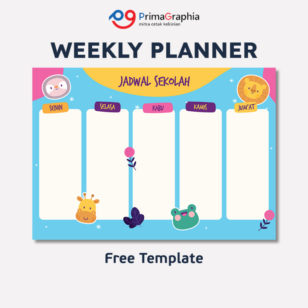 

Cetak Weekly Planner Schedule Jadwal Mingguan