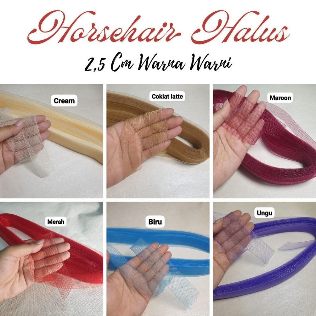

25 YARD | PITA HARDNET LEMAS SIZE 2,5 CM / HORSEHAIR HALUS / HHL APLIKASI FASCINATOR