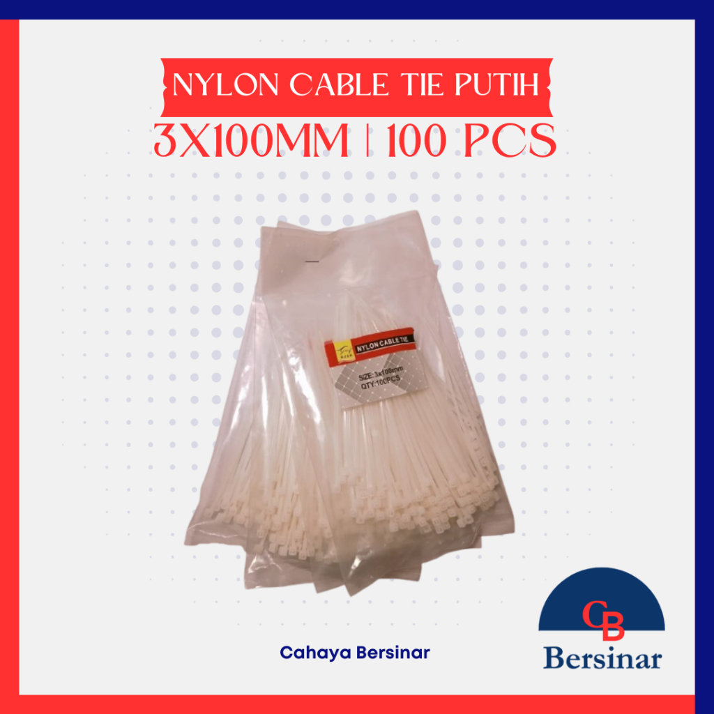 

Nylon Cable Ties Putih 3x100mm – Isi 100 Pcs | Tali Kabel Serbaguna Tahan Tarik