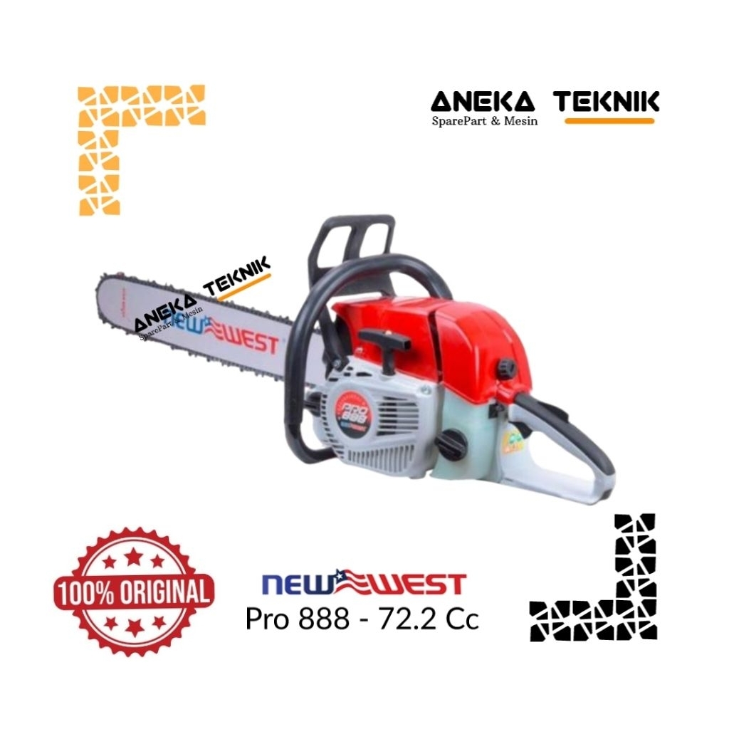 Aneka Teknik - Mesin Gergaji Kayu / Chainsaw Senso Sinso New West Pro 888 - 72.2 Cc Asli & Berkualit