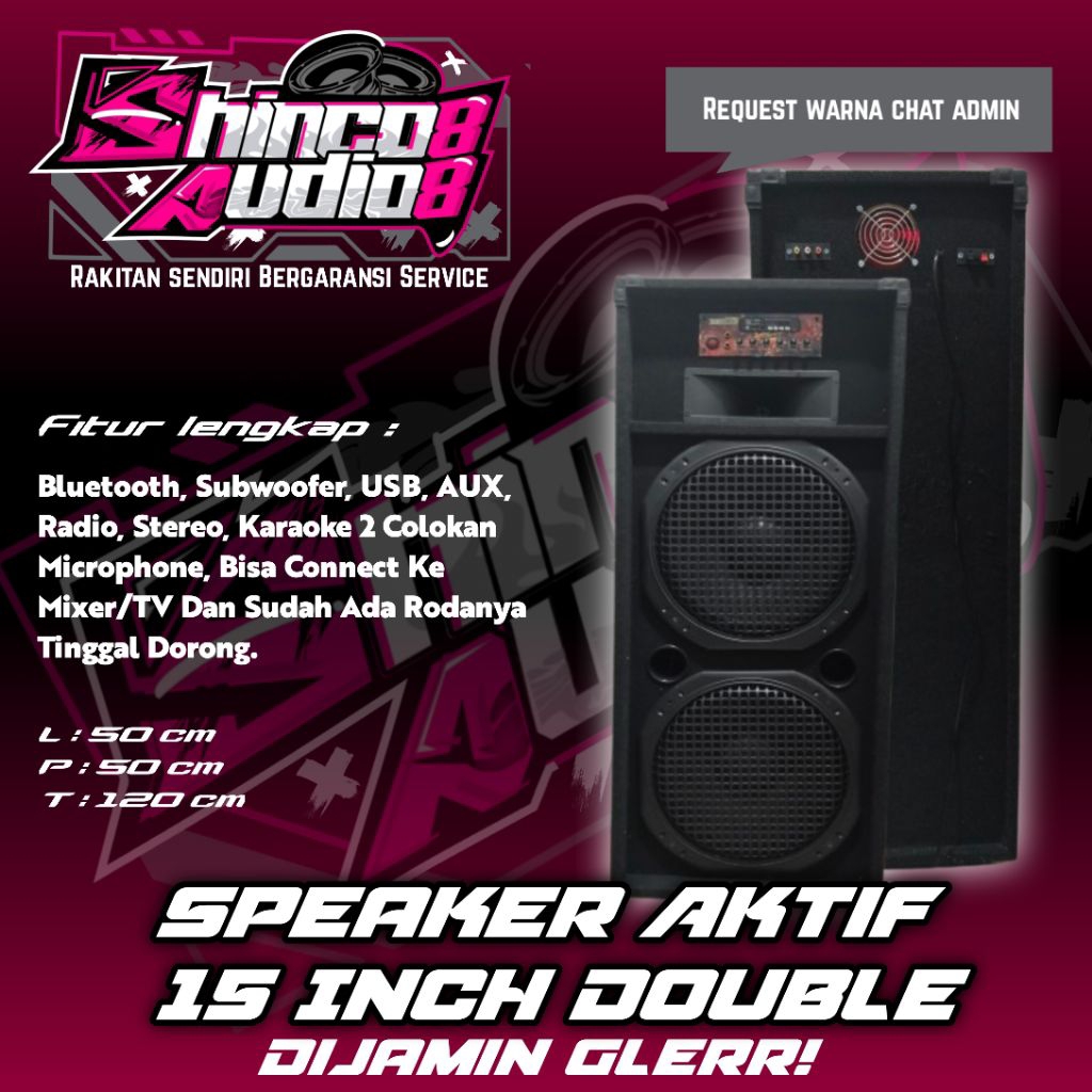 Spiker aktif rumahan 15 inch double, Bluetooth Subwoofer Bass Nglerr, Barang baru rakitan sendiri, B