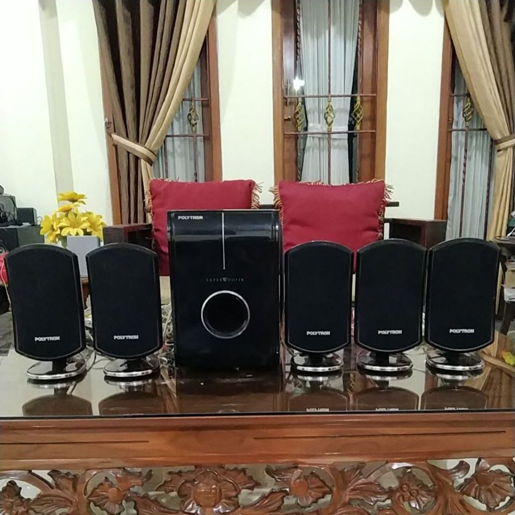 Speaker Home Theater 5.1 Polytron SWF 139 Original lengkap dengan kabel speaker Ori Polytron: 2 unit