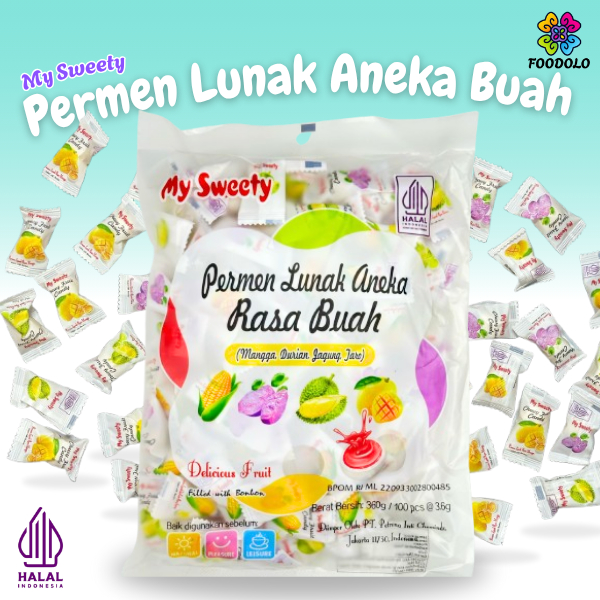 

Permen Lunak Aneka Buah Berbagai Rasa My Sweety Chewy Fruit Candy 360 Gram