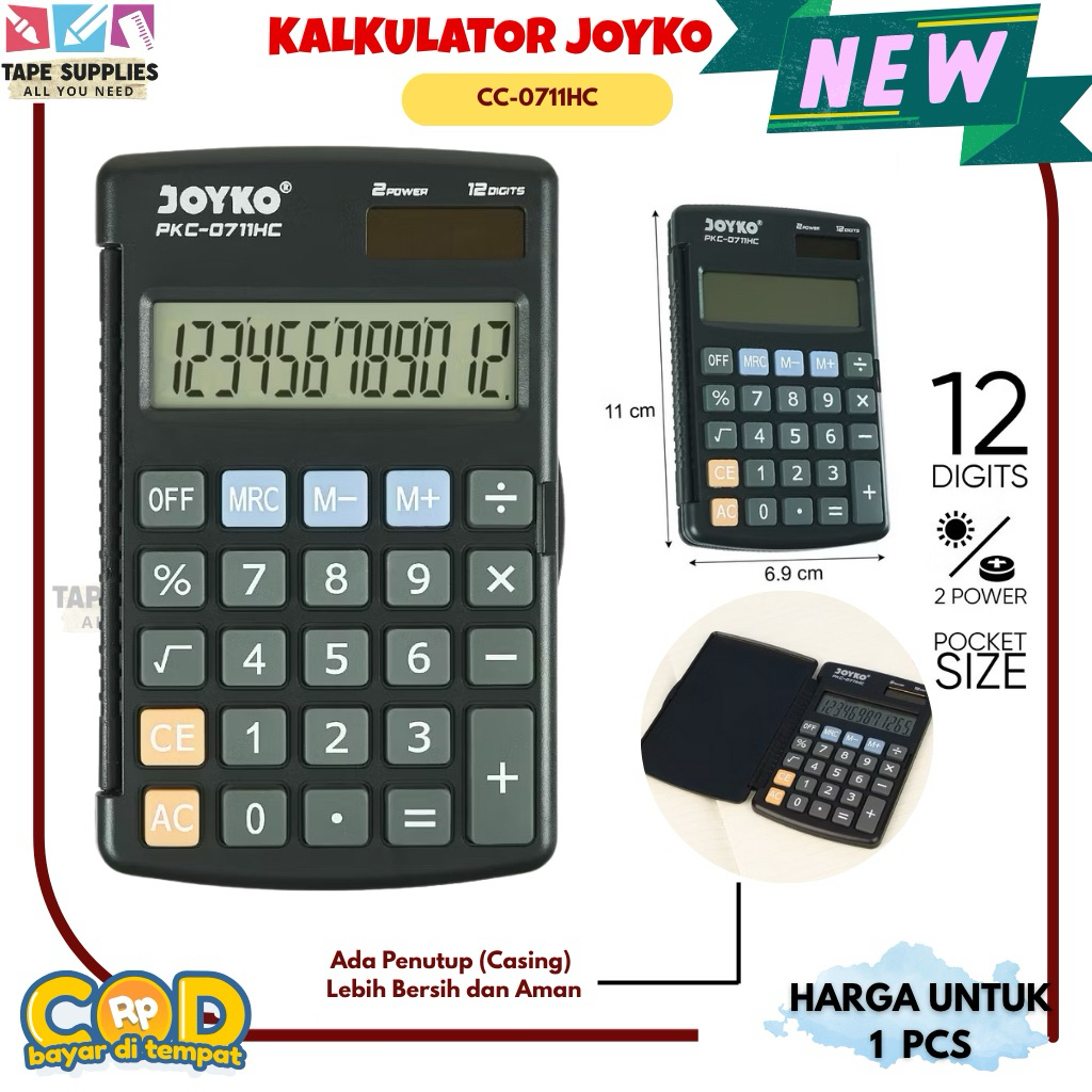 

Kalkulator Kecil Calculator JOYKO PKC-0711HC - Kalkulator Bisnis - Pocket Size 12 Digits