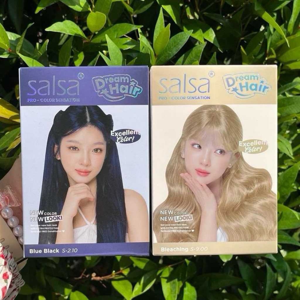 PAKET SALSA Cat Rambut Blue Black + Bleaching - Cat Rambut Permanen Praktis Intens Tahan Lama Semir 