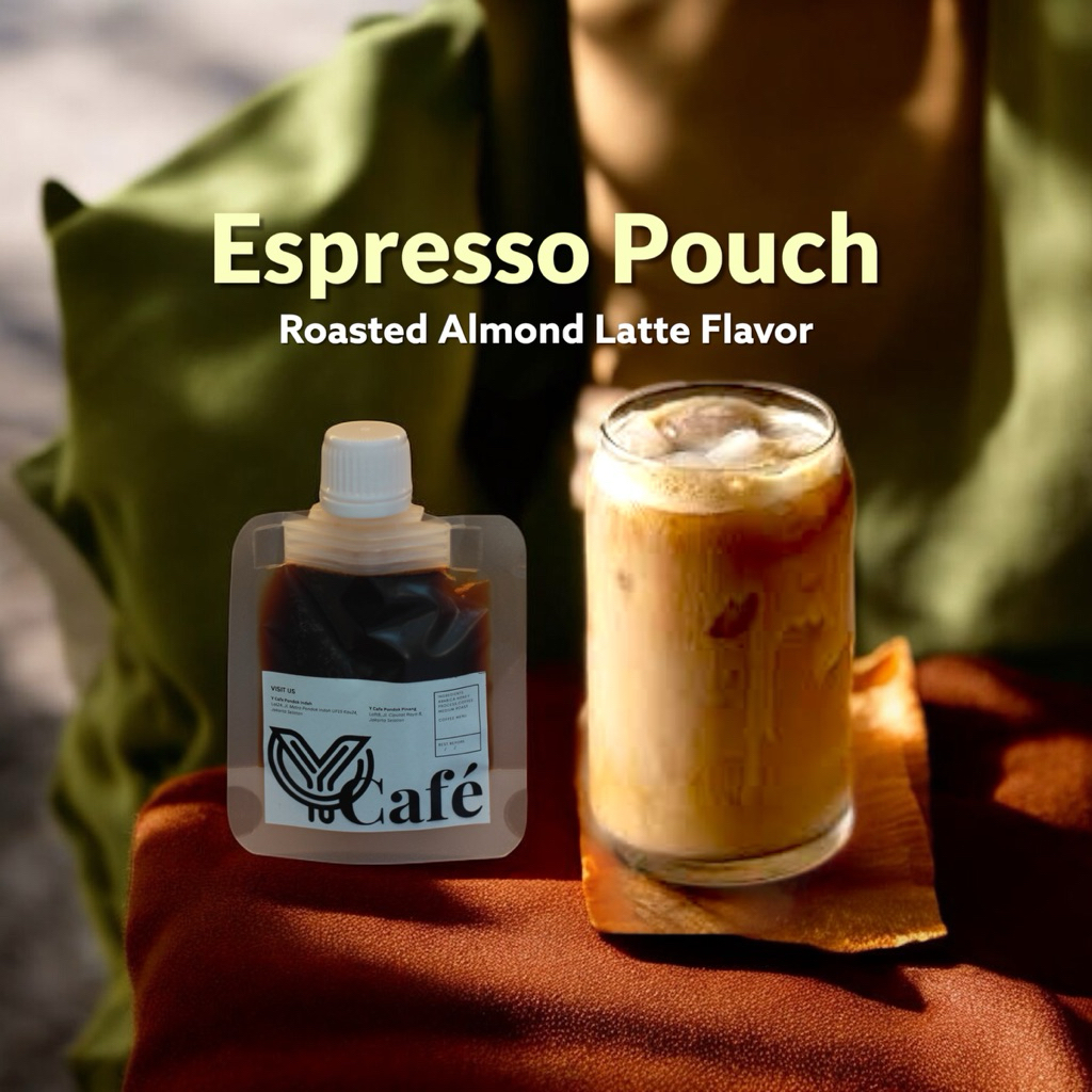 

Special Roasted Almond Latte Espresso Pouch | Kopi Instan 50ml | Praktis Tinggal Tuang By Y Cafe