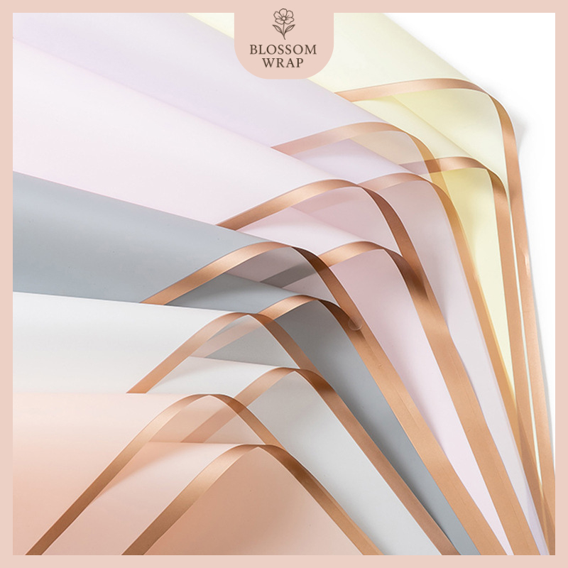 

20 LEMBAR Kertas Buket Bunga List Gold Line Emas Flower Wrapping Cellophane Paper Florist KB10