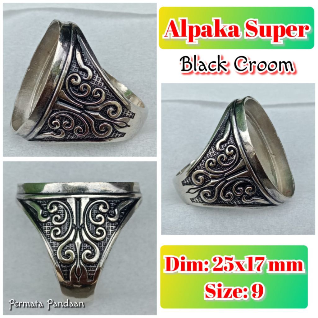 ring emban batu akik dan permata alpaka super alpaka bakar.40