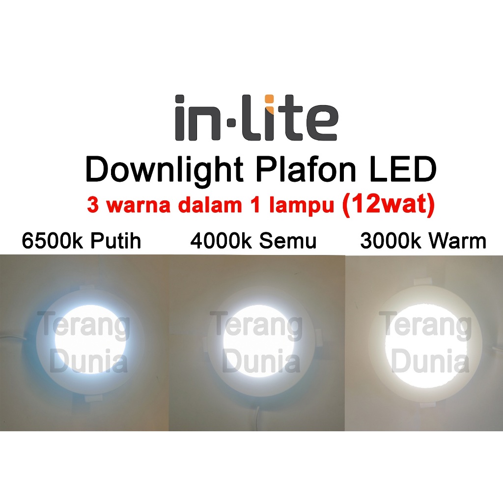 Donwlight LED 12w 3 warna Inlite INP628R-ST Downlight 12w 3 cahaya Downlight Inlite 3warna 12w Downl