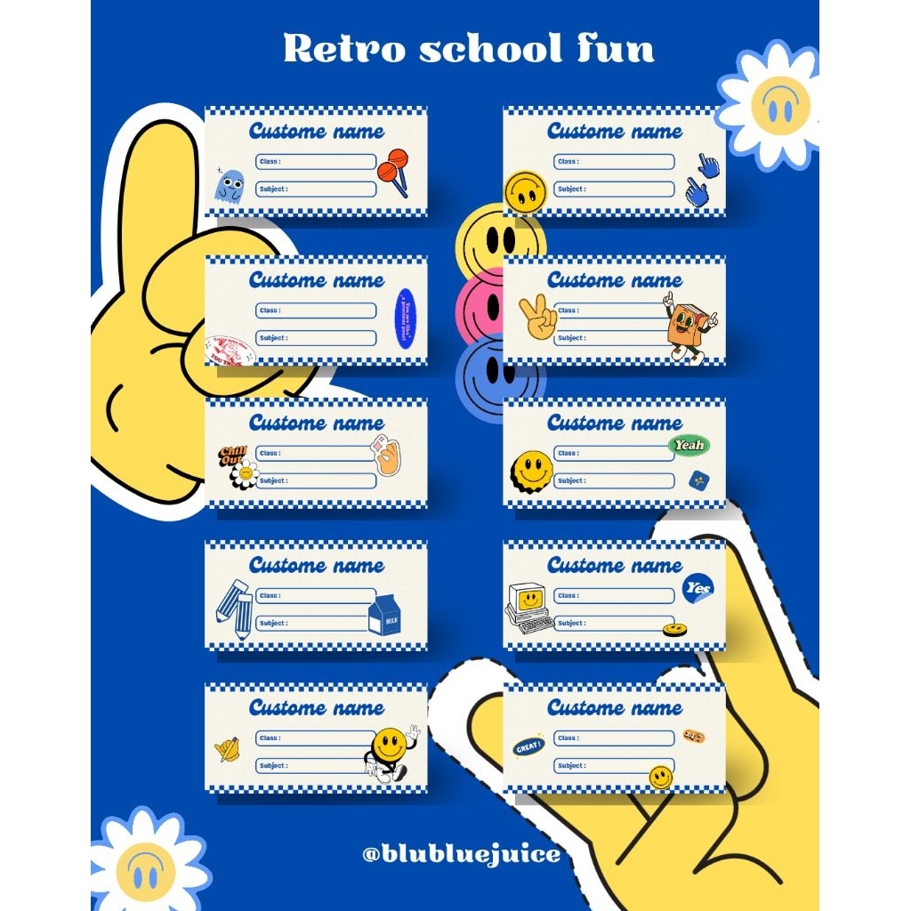 

Custom Sticker Retro School Fun - Label Nama Buku / Alat Tulis