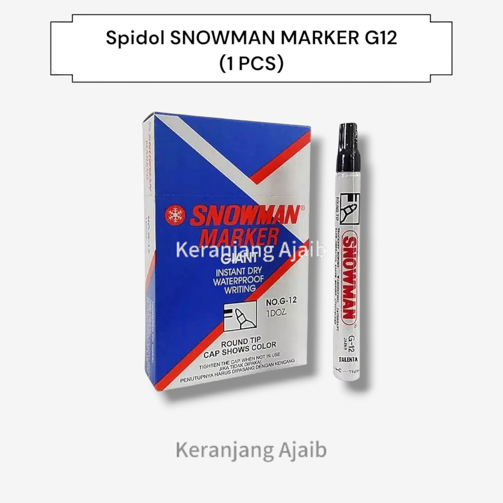 

Spidol Papan Tulis Snowman Permanent G-12 / Spidol Permanen (1 PCS)