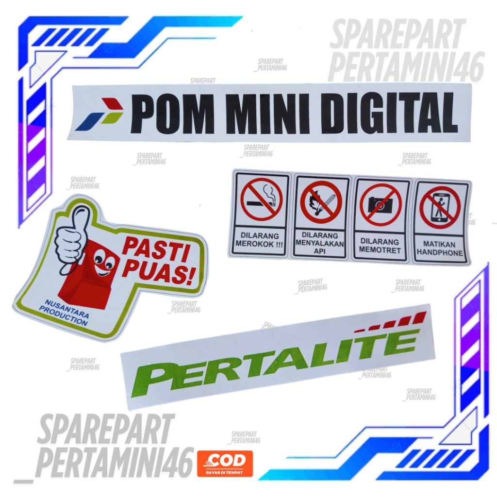 Stiker Set 1 Nozzle Pertalite Pom Mini Digital Pertamini