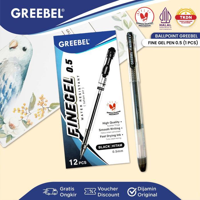 

1LUSIN Pulpen Gel Pen Jel Greebel FINEGEL Tinta Hitam 0.5mm