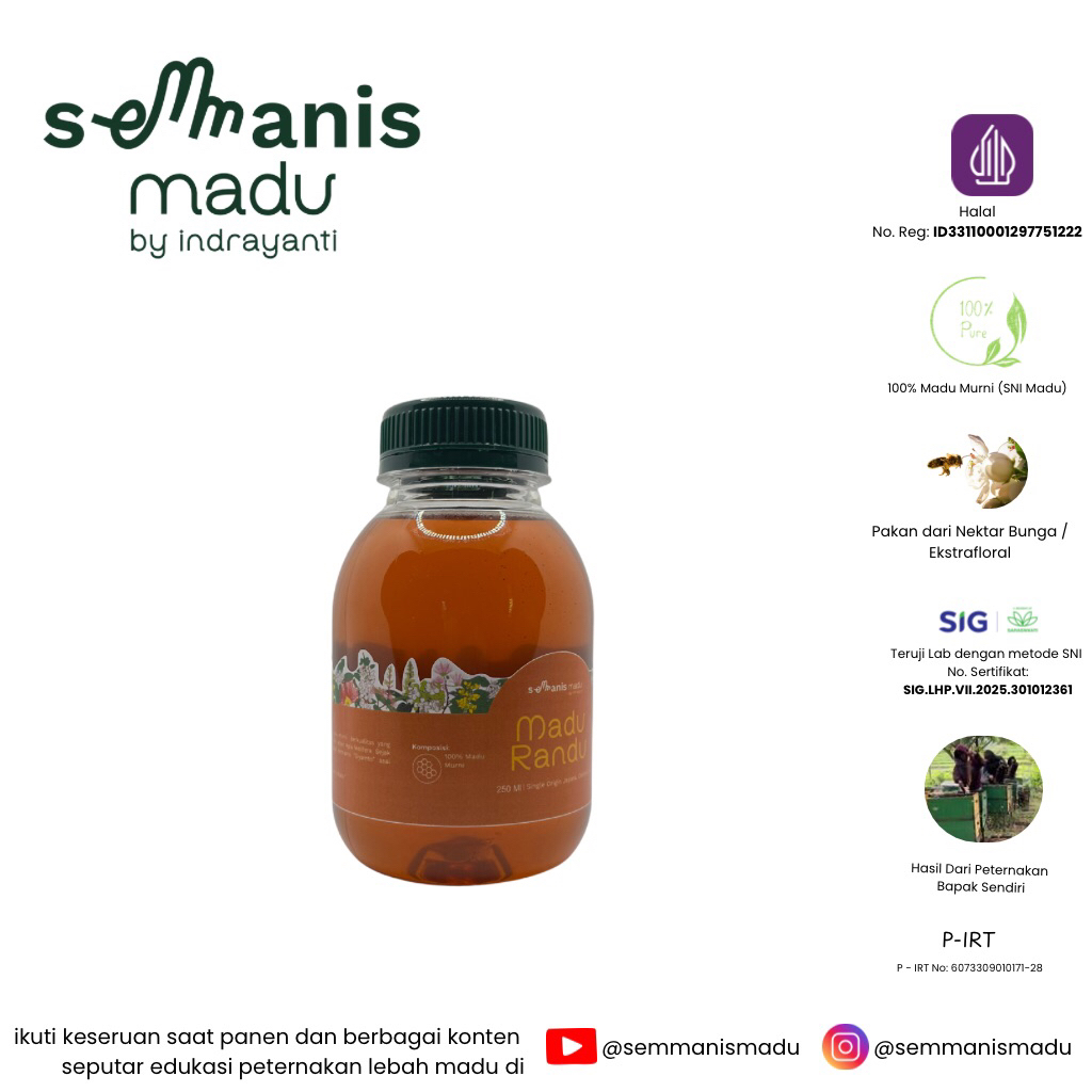 

Madu Murni Raw Honey Nektar Bunga Randu Single Origin Jepara, Jawa Tengah 130 ml 250 ml 500 m