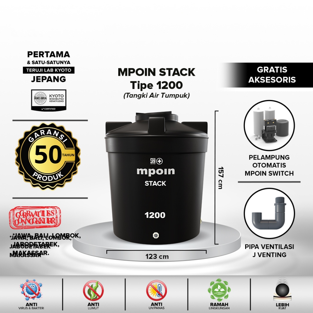 Tangki Air / Tandon Air / Toren Air MPOIN PLUS 1200 STACK - 1200 Liter