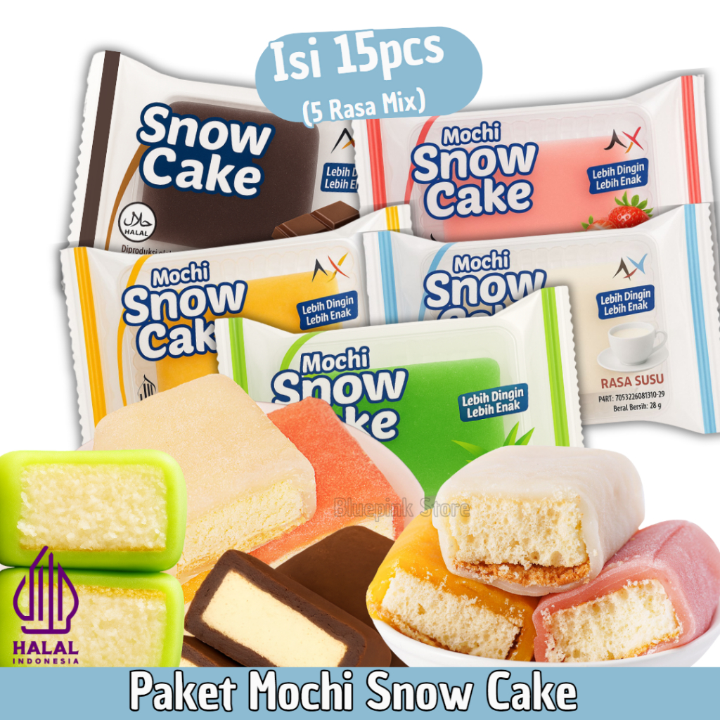 

PAKET PROMO MOCHI SNOW CAKE BELI 12 + 3 ISI MIX RASA Strawberry, Mangga, Cokelat & Susu / Osmanthus Cake / Snow Cake / Mochi Lembut Isi Bolu
