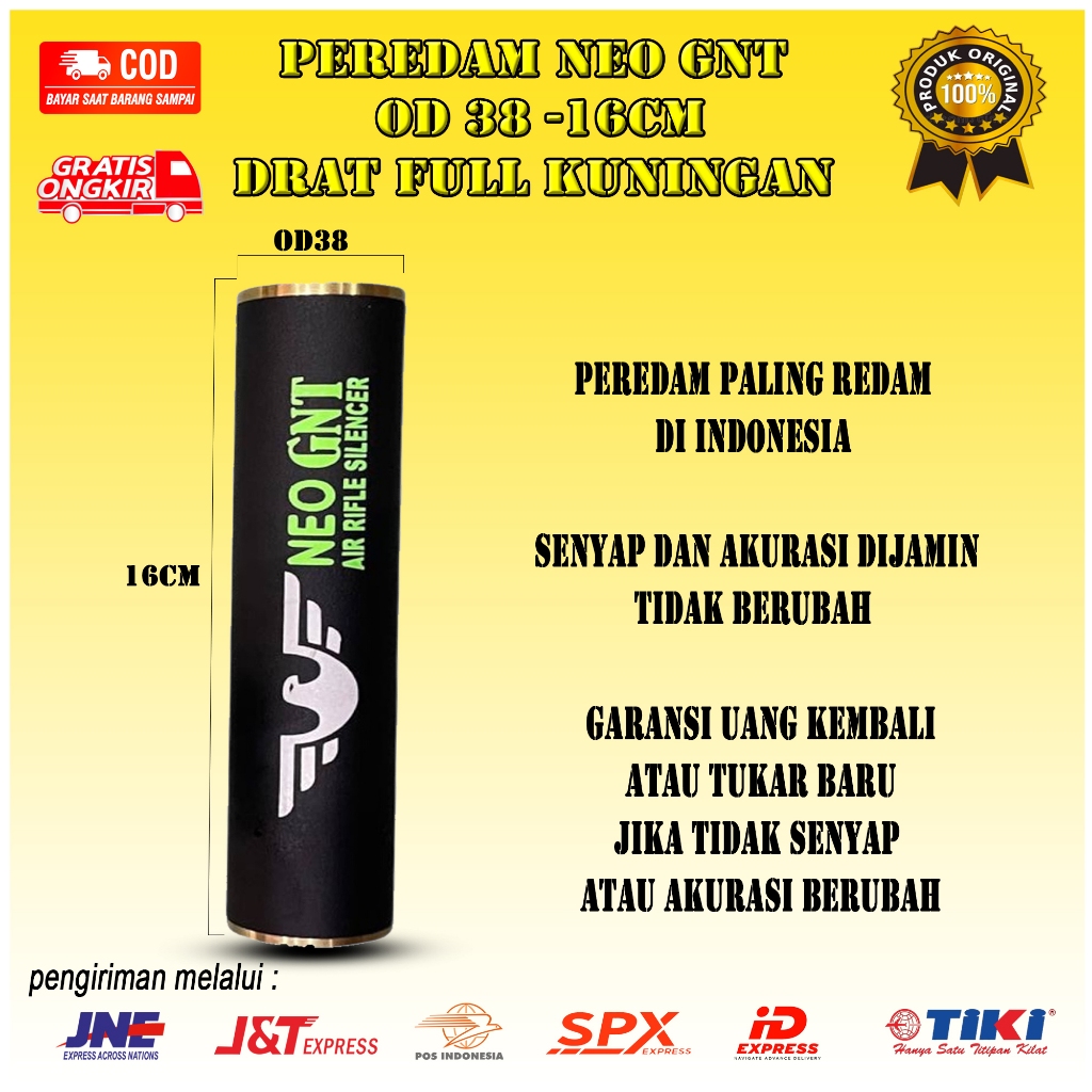 Peredam Neo GNT Super 16CM  Senyap OD 38 Drat Full  Kuningan