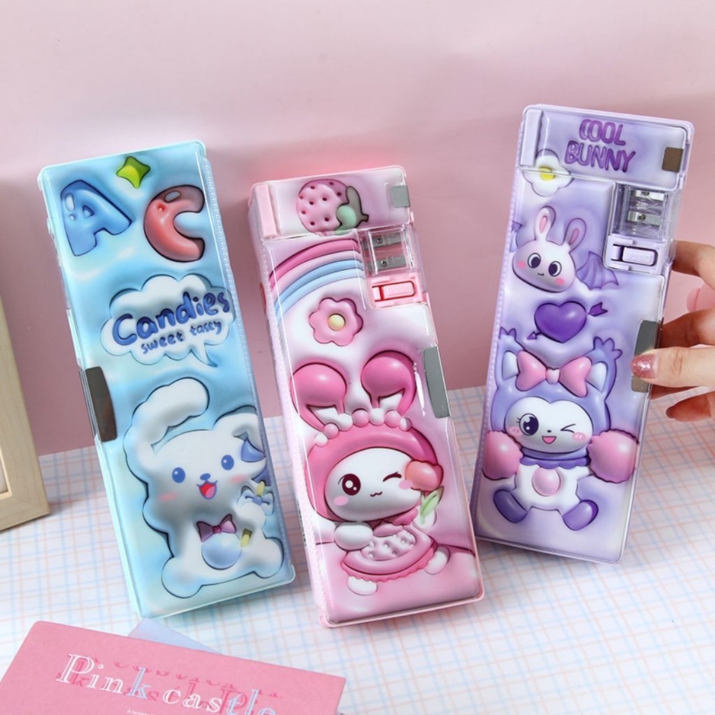 

kotak pensil rabbit/kelinci, kuromi cantik lucu, candies import