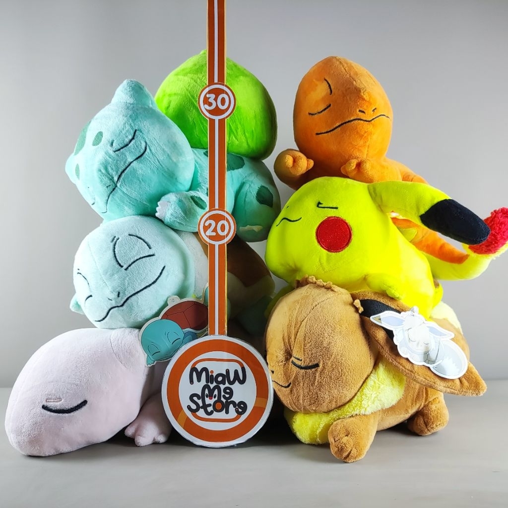 Boneka Pokemon Pikachu Squirtle Bulbasaur Charmander Mew Eve Bobok Tidur Original Nitendo Plush