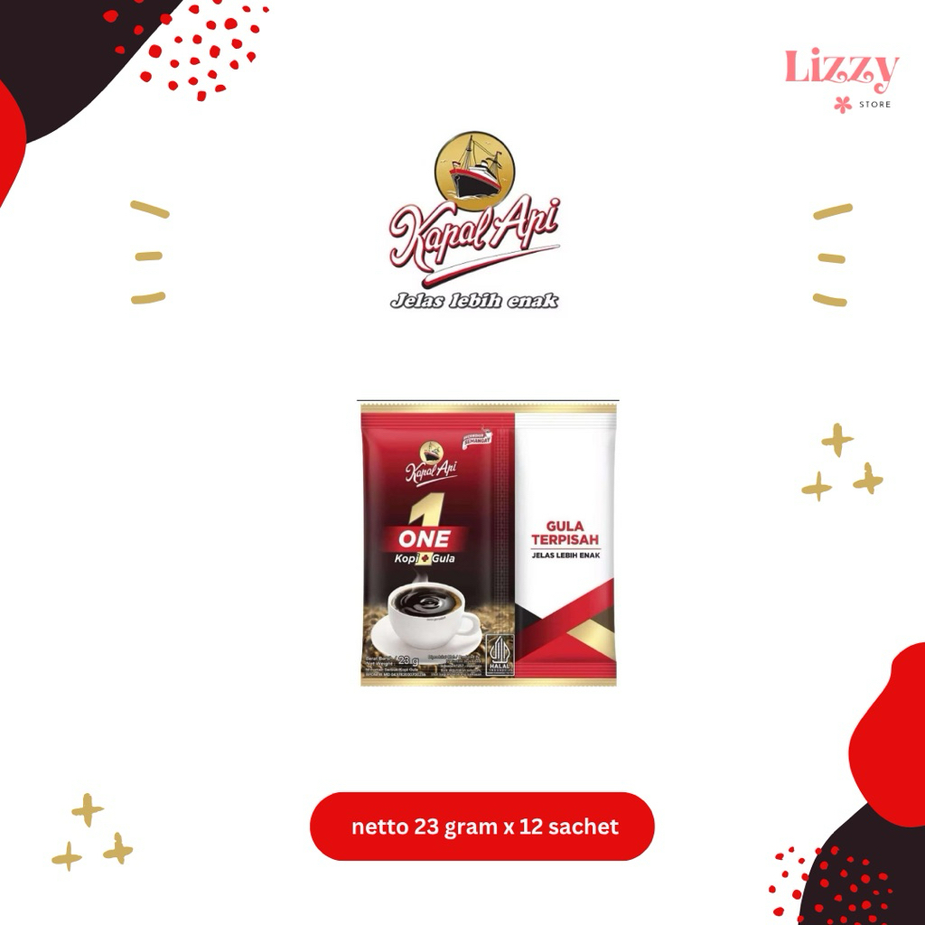 

Kopi Kapal Api ONE Kopi + Gula Terpisah 23gram x 12 Sachet