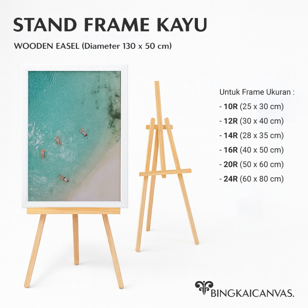 

Stand frame foto prewedding besar / stand bingkai kayu / stand lukisan / stand kanvas lukis