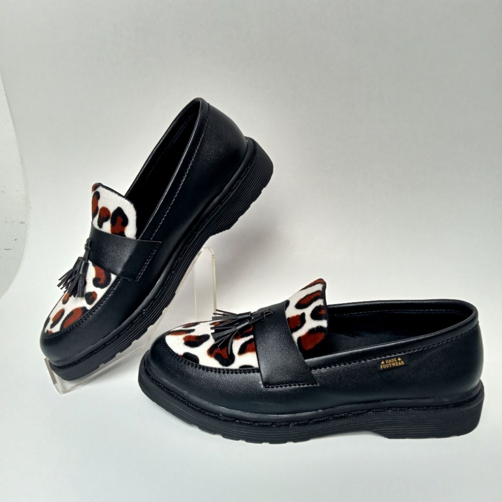 HADE LV DA 01 - Sepatu Loafer Leopard Pria Wanita Slip On Sepatu Modis ,Trendi Sepatu Kasual Bervari