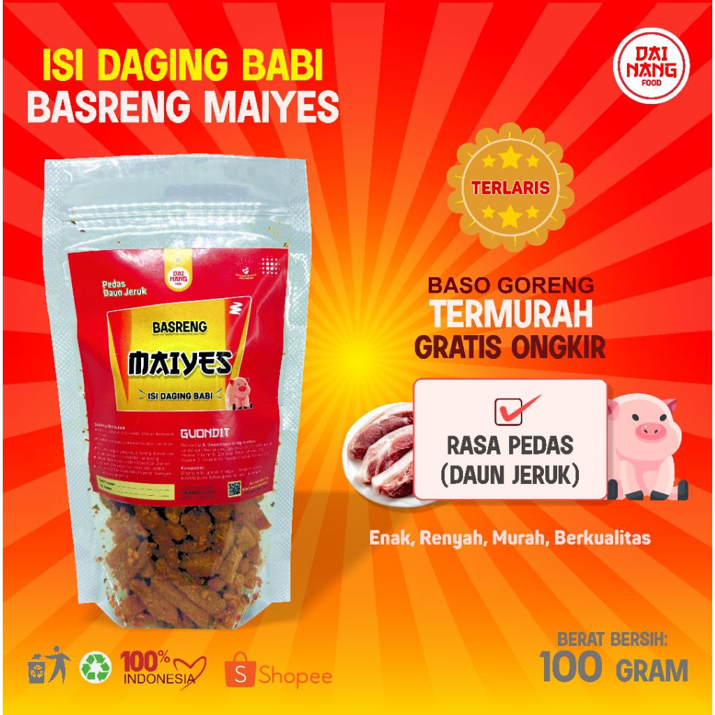 

BASRENG BABI PEDAS DAUN JERUK KEMASAN 100 GRAM