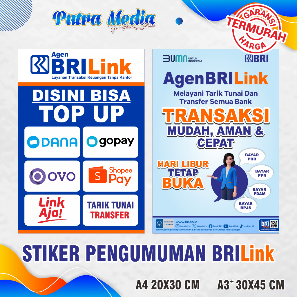 

STIKER VINYL BRILINK MEJA TRANSAKSI MUDAH (CUSTOM NAMA KONTER)