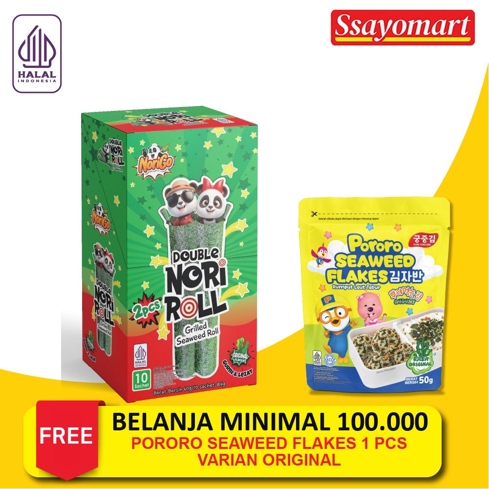 

Snack Double Nori Roll Grilled Seaweed Roll 1 Box isi 10Pcs / Snack Rumput Laut 6g