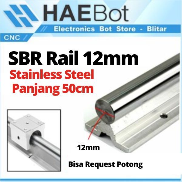 [HAEBOT] Rail SBR12 SBR 12 50cm Rel Linear Shaft As 12mm CNC Stainless Steel Part Slider Batang Indu