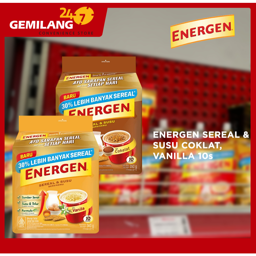 

ENERGEN SEREAL & SUSU COKLAT, VANILLA 10s