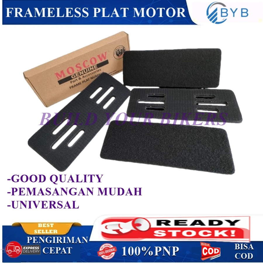 FRAMELESS PLAT MOTOR PLATE MOTOR UNIVERSAL MOSCOW PAPAN PLAT NO TEMPEL TANPA BINGKAI 2PCS