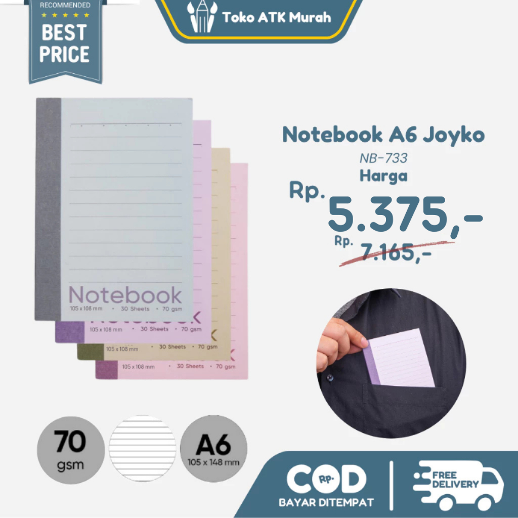 

Buku Tulis Catatan Bergaris Ruled Notebook Joyko NB-733 A6 Two Color Buku Saku